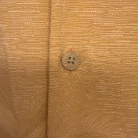 Tommy Baham Size XXL Mens 100% Silk Camp Shirt Peach Textured Floral Tropical - Picture 4 of 6